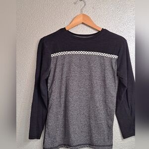 Distortion Girl's Heather Grey & Black Shirt With Checkerboard Trim